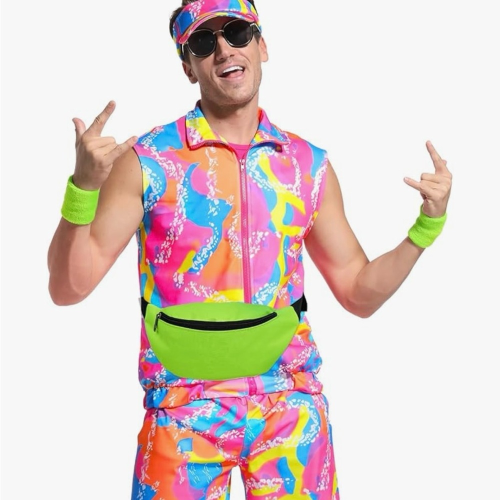 Men’s 80’s costume, Workout Costume Halloween Couples Outfits 80s 90s set XL